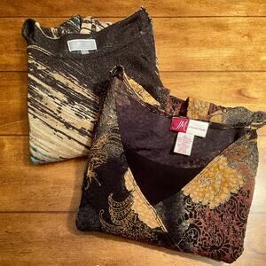 2 Different JM Collection Pullover Tops Womens Sz L Multicolor + Glitter R8A33
